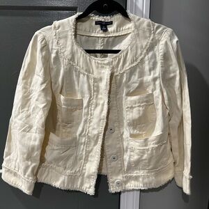 GAP 3/4 sleeves, Jacket size M, Ivory with a hint of yellow, 5 snap front